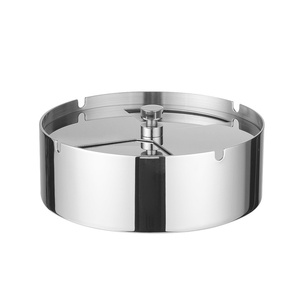 Cenicero Redondo Giratorio de Acero Inoxidable con Tapa Antiviento y Anticaída para <span class=keywords><strong>Hotel</strong></span>, Bar, Patio, Mesa - Product Image 6