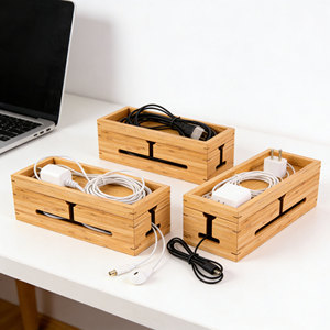 Bambù Scatola di Gestione Dei Cavi Elegante Cavo Organizer <span class=keywords><strong>Box</strong></span> Nascondere Ciabatte Cavi Elettrici da TV USB Del Computer Hub - Product Image 1