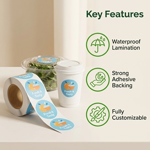 Custom Roll <b>Waterproof</b> Self Adhesive Food Sticker High Adhesion Custom Printed Logo <b>Label</b> for Coffee Cup Small Catering Business - Product Image 2