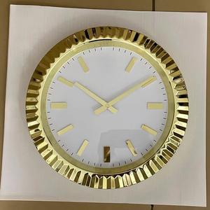 MY Große Luxuriöse Art Deco Edelstahl Quarz Analog-Wanduhr mit Geräuschlosem Mechanismus Batteriebetrieben für Wohnzimmer - Product Image 4