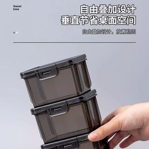 <b>Storage</b> <b>Box</b> Bins Rectangle Transparent Black Plastic With Lid Desktop Organizer Eco Friendly - Product Image 3