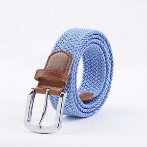 पुरुष महिला एडजस्टेबल ब्रेडेड खिंचाव चमड़े के लोचदार कपड़े बेल्ट - Product Image 4