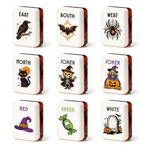 En Stock, Diseño Original, Juego de Mahjong Americano Clásico de Halloween, Color Carey, 160 Fichas, Estándar NMJL, Listo para Enviar - Product Image 2