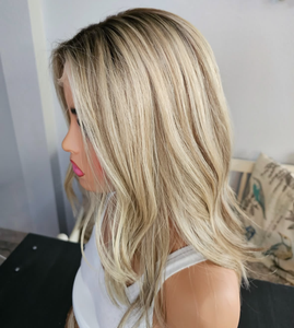Tóc giả full lace frontal closure chất lượng cao, tóc highlight màu vàng sáng, sóng lơi, tóc người châu Âu, cùng nguồn gốc, lớp biểu bì thẳng hàng. - Product Image 1