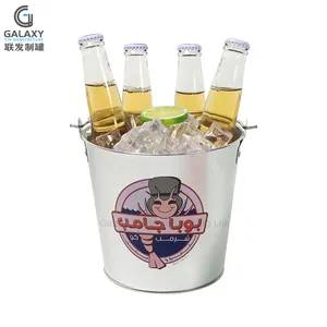 Outdoor 3L beverage metal buckets tin party beer buckets cooler custom logo print wine and cola ice bucket of beer