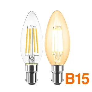 Bohlam filamen led dapat diredupkan B15 1W 2W 4W 6W, lampu lilin 110V 220V, lampu peredup C35, lampu led 360 derajat