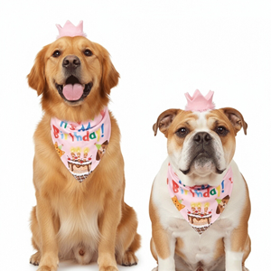 مخصص فاخر مهرجان الكرتون البوليستر الحيوانات الأليفة باندانا قبعة مريلة المطبوعة تصميم حلو للاحتفال بعيد ميلاد الكلب إكسسوارات وشاح - Product Image 3