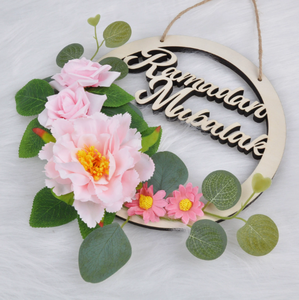 DAMAI Easter Party Supplies Disposable Hollow-out Wooden Welcome Decoration for Party With Wooden Bow Bow Garland - Product Image 1