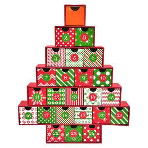Cartón rígido Papel Árbol de Navidad en forma de caja del Tesoro Calendario de Adviento 24 días Cuenta regresiva para Navidad - Product Image 2