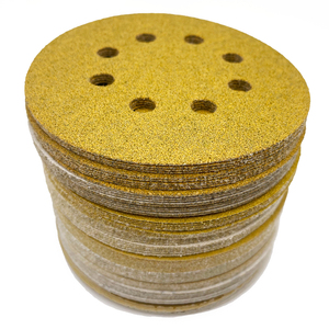 OEM/ODM Disque de ponçage de 5 pouces Papier de verre jaune à crochet et boucle à 8 trous pour ponceuse orbitale aléatoire pour l'automobile et le polissage du bois - Product Image 1