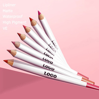 Pensil Lipliner pigmen tinggi kayu putih warna Nude tahan lama kedap air Matte Lip Liner tanpa Logo