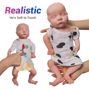 18 inç 44cm süper yumuşak ve sevimli yapay gerçekçi tam vücut silikon küçük çocuklar için yeniden doğmuş erkek bebek hediye