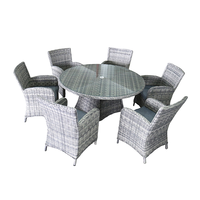 6 Stück Outdoor Dining Set Patio Rattan Stühle und Tisch Aluminium rahmen Möbel für Garten Hotel & Villa Verwendung