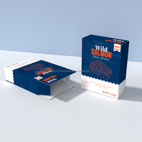 Boîte de fruits de mer en carton de matériau recyclé personnalisé pour crevettes congelées et aliments pour la vente au détail et sushi avec laminage et gaufrage mat