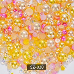 Perlas de Resina ABS de 30g, Media Perla Plana, Tamaños Mixtos, Redondas, para Manualidades, Decoración de Ropa, Bolsos, Uñas, Venta al Por Mayor - Product Image 3