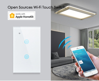 Homekit 2 Gang saklar lampu Wifi nirkabel pintar/saklar dinding sentuh pintar