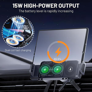 2 trong 1 tự động xoay người giữ điện thoại, 15W xe sạc nhanh sạc điện thoại di động chủ, One-Touch Xoay xe Vent điện thoại núi - Product Image 6