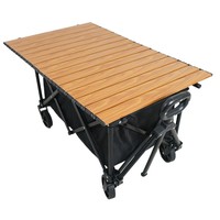 Table pliante en acier métallique réglable en hauteur, légère, compacte et portable pour chariot pliant