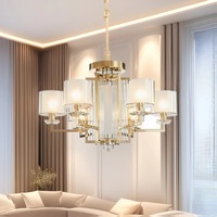 Lámpara de Techo Moderna de Lujo con Cristales y Latón, Lámpara LED Colgante para Sala de Estar, Hotel, Restaurante, Villa, Iluminación Interior