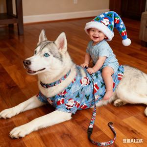 Conjunto de Collar y Correa de Invierno de Poliéster con Diseño Navideño para Mascotas, Personalizado para Perros Teddy, <span class=keywords><strong>Bichón</strong></span>, Pomerania y Gatos - Product Image 2