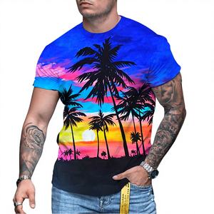 Camiseta Hawaiana Casual de Manga Corta para Hombre, Personalizada con Estampado Tropical Floral, 180 Gramos, Tejido de Punto, 100% Poliéster, 2025 - Product Image 4