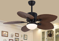 Ventilateur de plafond moderne en bois de noyer de style américain avec éclairage LED et télécommande, adapté à toute la maison, salon, salle à manger