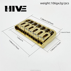 กีตาร์ไฟฟ้า 6 สายพร้อมสะพานสายรูปตัวยูแบบพับได้และแผ่นสายบางอยู่ด้านล่าง อุปกรณ์เสริม สี<span class=keywords><strong>ทอง</strong></span> สีเงิน สีดำ - Product Image 2