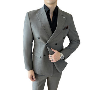 Completo Formale <span class=keywords><strong>da</strong></span> Uomo con Blazer e Pantaloni Doppiopetto, Abito <span class=keywords><strong>da</strong></span> <span class=keywords><strong>Cerimonia</strong></span> in 3 Colori, Stile Business con Chiusura a Zip - Product Image 3
