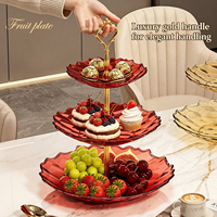 Plateau à fruits en plastique de luxe à 3 niveaux, plateau de service pour gâteaux, noix, desserts, pour la table basse à la maison, pour les mariages, les fêtes, les cadeaux