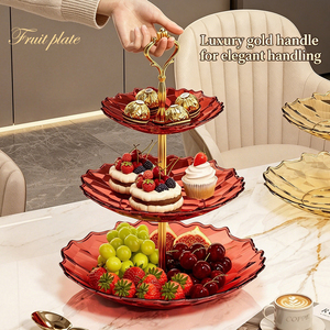 Bandeja de Plástico de Lujo de 3 Niveles para Frutas, Postres, Nueces, para Mesa de Centro, para Servir en Bodas, Fiestas y como Regalo - Product Image 4
