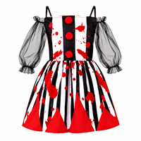 Costume de clown pour enfants en polyester à pois et rayures imprimées, amusant et effrayant pour la fête des enfants, la danse ou les fêtes costumées