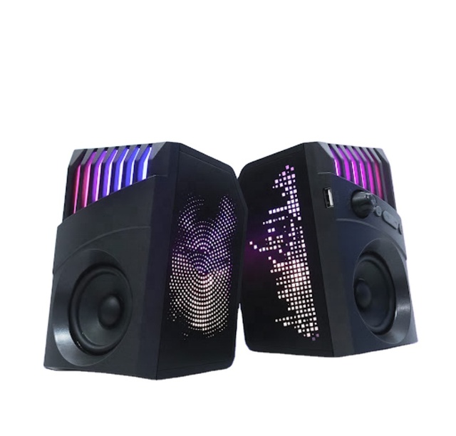 Super Subwoofer USB 2.0 Interface Powered Surround Sound Small Computer Game Speaker Colorful LED Light Audio for PC and Laptop