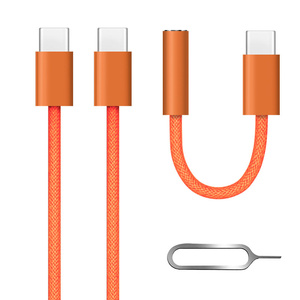 สายชาร์จเร็วแบบถักไนลอน 65W ชนิด Type C to C สำหรับ iPhone โทรศัพท์ แท็บเล็ต รองรับการชาร์จเร็ว PD พร้อมเข็มจิ้มถาดซิม - Product Image 3