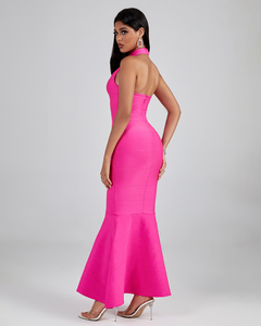 Ocstrade Trending Product Elegante vestido informal Halter Sin espalda Sin mangas Sólido <span class=keywords><strong>Maxi</strong></span> Sirena Para Mujeres Vestido de vendaje - Product Image 4