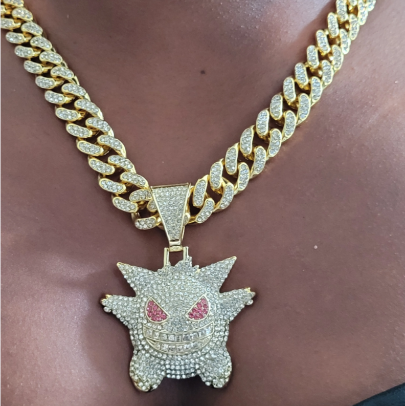 【全品送料無料】 Hiphop RQ - Pendant Gengar with Chain Link Cuban 13mm アクセサリー