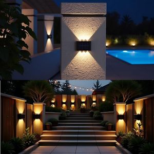 <b>LED</b> Solar Rechargeable Outdoor <b>Wall</b> <b>Lights</b> Warm White <b>Dimmable</b> IP65 Waterproof for Garden & Porch - Product Image 4