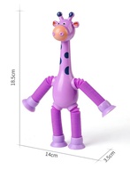 Girafe à ventouse lumineuse télescopique en plastique, jouet éducatif interactif parent-enfant, tube extensible anti-stress pour enfants de 5 à 7 ans