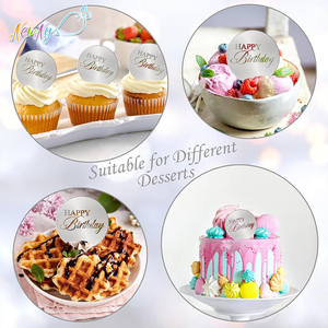 Disponibili all'Ingrosso Decorazioni Acriliche Rotonde Dorate a Specchio per Cupcake di <span class=keywords><strong>Compleanno</strong></span>, per Regali Fai-da-Te, Fiori, Pasticcini e Dessert - Product Image 6
