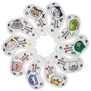 Housse de fer de golf, housses de tête de fer de golf avec motifs d'animaux mignons, housses de tête de fer de golf pour fer 10 pièces/ensemble 4~9, P, A, S, X - Product Image 1