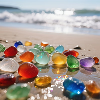 Perles décoratives en verre givré coloré de 300g, accessoires de décoration bohème pour la plage et le bord de mer, cadeaux DIY, accessoires en verre givré