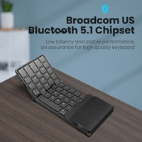Clavier pliable, clavier sans fil à trois volets avec pavé tactile, mini clavier rechargeable pour Windows Phone PC Table
