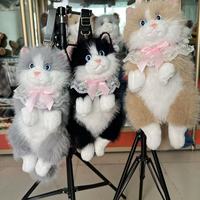 Nouvelle Peluche Chat Réaliste Qui Moaie, Sac de Transport Chat Ragdoll, Poupée en Peluche Réconfortante, Cadeau pour Toutes Occasions, Sac de Transport Animal en Peluche