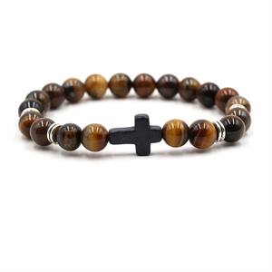 Bracelet tendance noir pour hommes et femmes, avec perles, croix, œil <span class=keywords><strong>de</strong></span> tigre naturel, <span class=keywords><strong>pierre</strong></span> <span class=keywords><strong>de</strong></span> <span class=keywords><strong>lave</strong></span>, turquoise, cristal <span class=keywords><strong>de</strong></span> guérison, <span class=keywords><strong>pierre</strong></span> précieuse, cadeau - Product Image 5