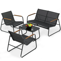Conjunto de sofá de muebles de Patio de 4 piezas, juego de conversación de jardín de tela Teslin para exteriores para patio trasero