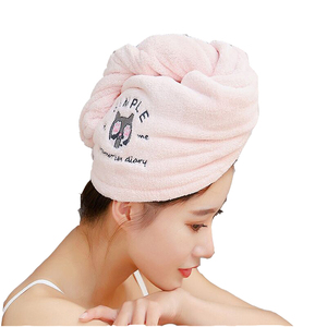 <span class=keywords><strong>Amazon</strong></span> vend belle corail velours brodé super absorbant bonnet de bain bonnet sec - Product Image 1