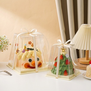 กล่องใส่ขนมรูปทรงสี่เหลี่ยมคางหมู กล่องใส ขนาด 3 4 5 6 นิ้ว กล่องเค้กวันเกิดสองชั้น - Product Image 4