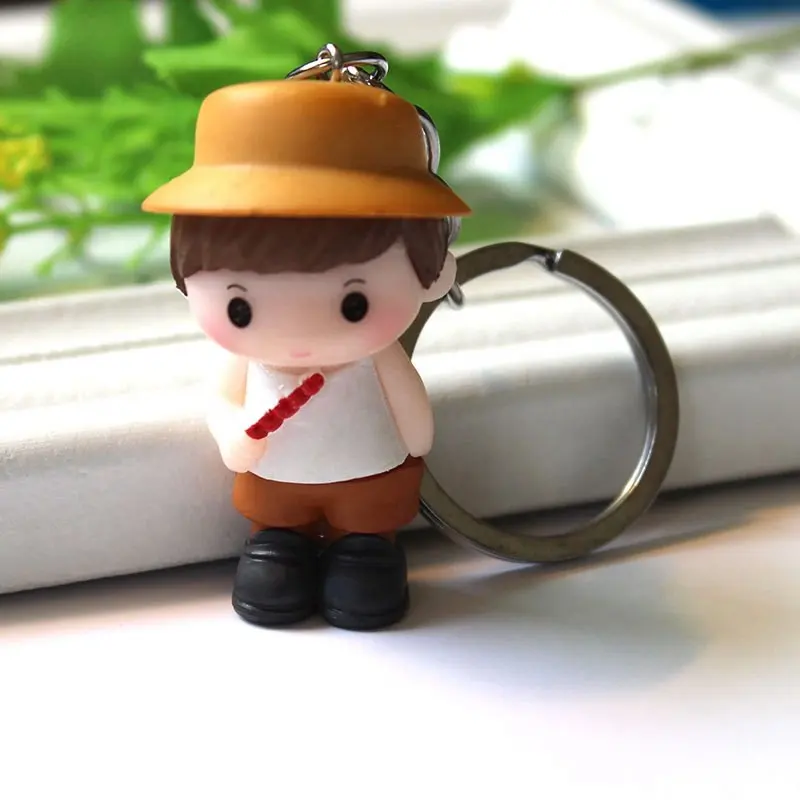 Hot Selling Promotion Cute Love Cartoon Boy Girl Children Doll PVC Kpop Keychain