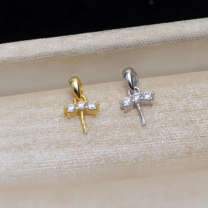 Colgante de Plata S925 Wenchi, Accesorios DIY para Mujer, Bandeja Vacía para Perlas de 9-14 mm, Modelo Semiterminado 14071, Dijes de Gemas Naturales de China - Product Image 2