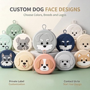 Écologique Mignon Voyage Pliable Silicone Chien Bol D'eau 2 Pièces Portable Ensemble Zipper Sac Nouveauté Conception Portable Pet Voyage - Product Image 3