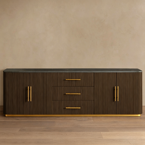 Modern Solid Oak Wood <strong>Sideboard</strong> with Drawers Marble Top Storage Cabinet <strong>for</strong> Dining Room Hotel <strong>Kitchen</strong> Furniture - Product Image 1